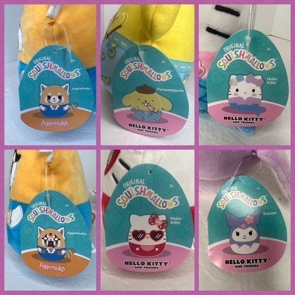 Sanrio Hello Kitty 6 Squishmallows Complete Set Kuromi Valentine Heart Glasses - Picture 3 of 15